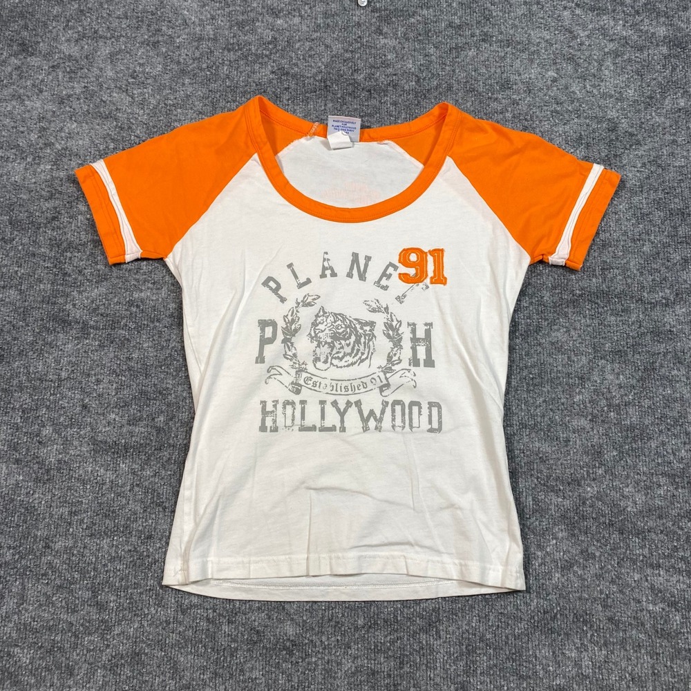 Vintage Planet Hollywood Kuala Lumpur Raglan Graphic Tee Orange White Large